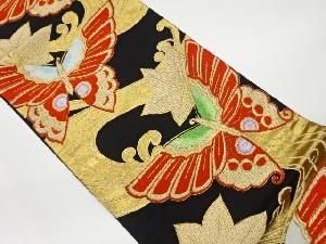 リサイクル　蝶に楓・荒波模様織出し袋帯